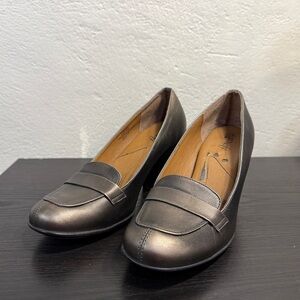 EuroSoft by Sofft Leather Loafer Pumps Block Heel Comfort Work Shoes